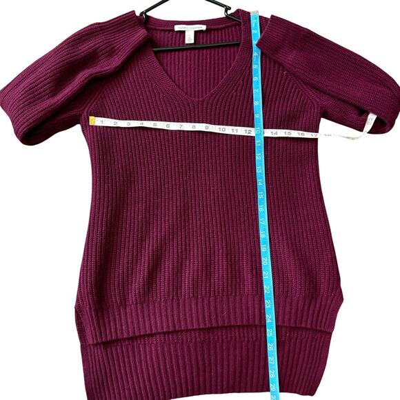 Autumn Cashmere Sweater S Burgundy VNeck Tunic 100% Cashmere Ribbed quietluxury - Picture 4 of 5